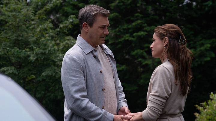 Jon Hamm and Amanda Peet in "Your Friends & Neighbors," now streaming on Apple TV