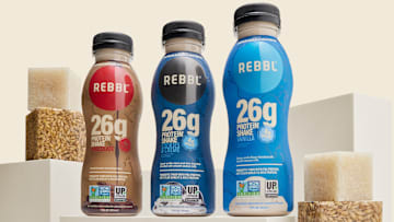REBBL’s new 26g Protein Shakes feature a sustainable, Upcycled Certified™, and Non-GMO Project Veriﬁed plant protein blend. Available at select Target store locations.
