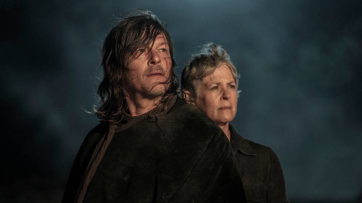 Norman Reedus as Daryl Dixon and Melissa McBride as Carol Peletier in The Walking Dead: Daryl Dixon Season 3, Episode 7 – Photo Credit: Carla Oset/AMC