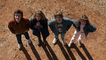 STRANGER THINGS: SEASON 5. (L to R) Joe Keery as Steve Harrington, Maya Hawke as Robin Buckley, Charlie Heaton as Jonathan Byers, and Natalia Dyer as Nancy Wheeler in Stranger Things: Season 5. Cr. COURTESY OF NETFLIX © 2025