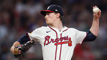 Sep 16, 2024; Atlanta, Georgia, USA; Atlanta Braves starting pitcher Max Fried (54) throws against the Los Angeles Dodgers in the third inning at Truist Park. Mandatory Credit: Brett Davis-Imagn Images
