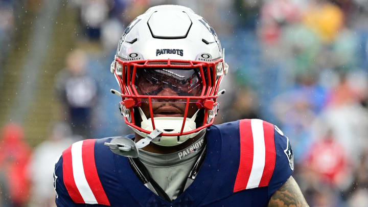 Sep 10, 2023; Foxborough, Massachusetts, USA; New England Patriots linebacker Mack Wilson Sr. (3) prepares for a game against the Philadelphia Eagles during the warm-up period at Gillette Stadium. Mandatory Credit: Eric Canha-USA TODAY Sports