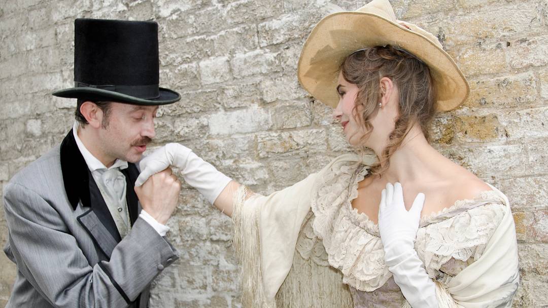 Man and woman wearing hats