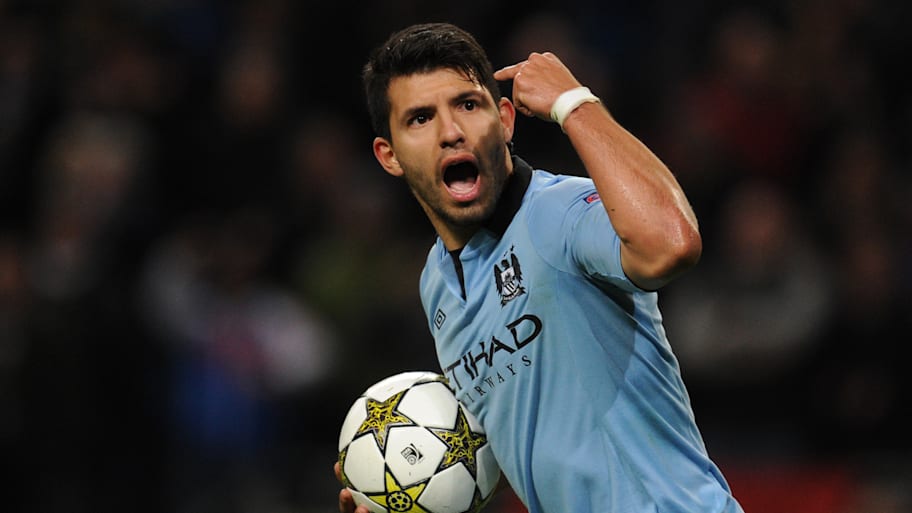 Sergio Agüero celebrating.