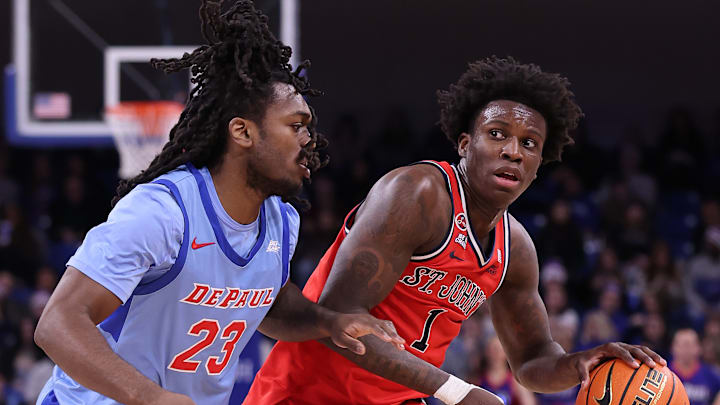 St. John's v DePaul; St. John's basketball guard Kadary Richmond dribbles against DePaul