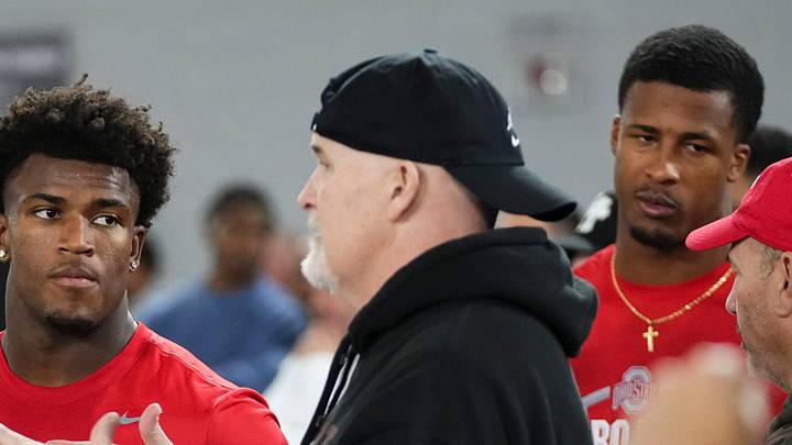 Ohio State Buckeyes safety Caleb Downs and Washington Commanders head coach Dan Quinn