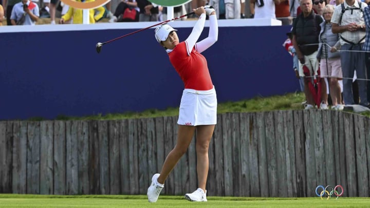 Rose Zhang teed off Wednesday in the Paris Olympics for Team USA.