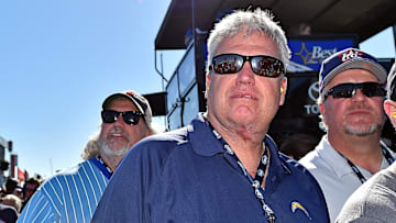 Feb 26, 2017; Daytona Beach, FL, USA; Rob Ryan and Rex Ryan during the 2017 Daytona 500 at Daytona International Speedway. 