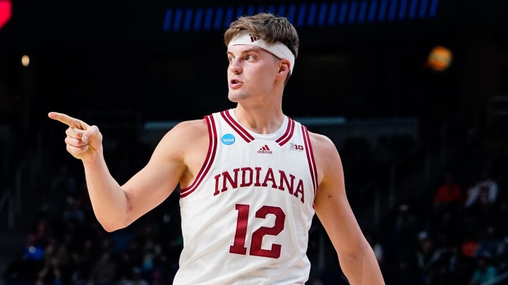 Indiana Hoosiers forward Miller Kopp (12) in the first half against the Kent State Golden Flashes at MVP Arena. 