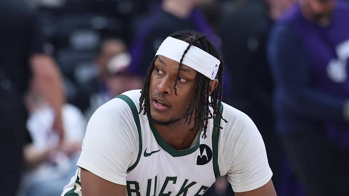 Mar 19, 2026; Salt Lake City, Utah, USA; Milwaukee Bucks center Myles Turner (3) waits for the game to start against the Utah Jazz at Delta Center. Mandatory Credit: Rob Gray-Imagn Images