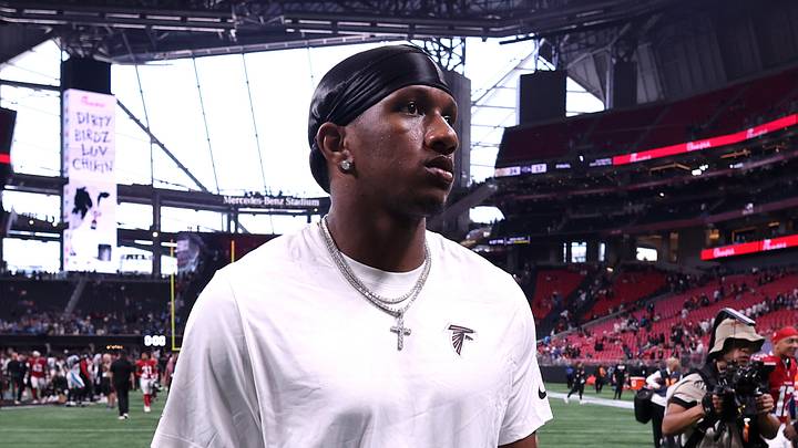 Sep 20, 2026; Atlanta, Georgia, USA;  Atlanta Falcons quarterback Michael Penix Jr. (9) looks on after the game against the Carolina Panthers at Mercedes-Benz Stadium.  Mandatory Credit: Brett Davis-Imagn Images