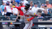 Atlanta Braves shortstop Orlando Arcia rounds the bases after hitting a solo home run against the New York Mets.