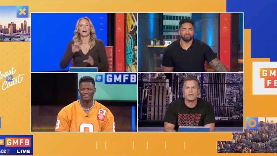 Kyle Brandt joked about ESPN’s acquisition of NFL media properties on Monday’s episode of 'GMFB.' | NFL Network / @AwfulAnnouncin