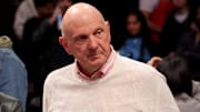 Los Angeles Clippers owner Steve Ballmer leaves his court-side seat.