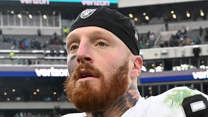 Dec 14, 2025; Philadelphia, Pennsylvania, USA; Las Vegas Raiders defensive end Maxx Crosby (98) on the field after loss to the Philadelphia Eagles at Lincoln Financial Field. Mandatory Credit: Eric Hartline-Imagn Images