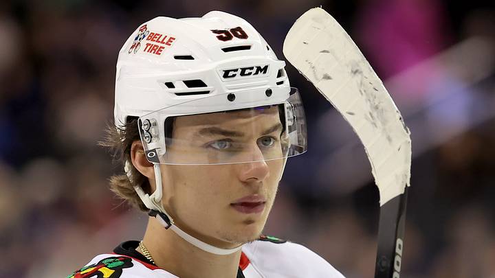 Mar 27, 2026; New York, New York, USA; Chicago Blackhawks center Connor Bedard (98) during the third period against the New York Rangers at Madison Square Garden. Mandatory Credit: Brad Penner-Imagn Images