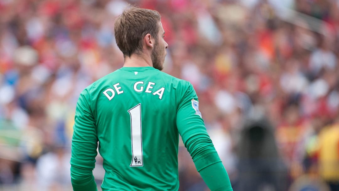 Aug 2, 2014; Ann Arbor, MI, USA; Real Madrid goalkeeper David De Gea (1) during the first half against the Manchester United at Michigan Stadium. Mandatory Credit: Tim Fuller-Imagn Images
