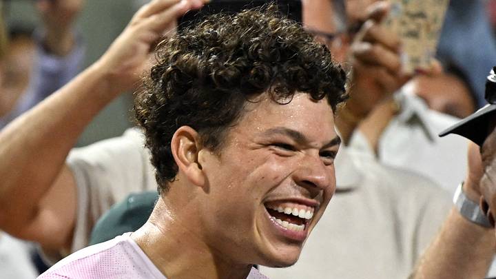 Ben Shelton celebrates a victory