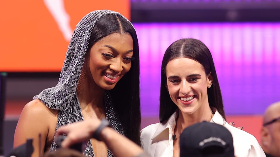 Apr 15, 2024; Brooklyn, NY, USA; Angel Reese and Caitlin Clark pose for photos before the 2024 WNBA Draft at Brooklyn Academy of Music. Mandatory Credit: Brad Penner-Imagn Images Apr 15, 2024; Brooklyn, NY, USA; Angel Reese and Caitlin Clark pose for photos before the 2024 WNBA Draft at Brooklyn Academy of Music. Mandatory Credit: Brad Penner-Imagn Images
