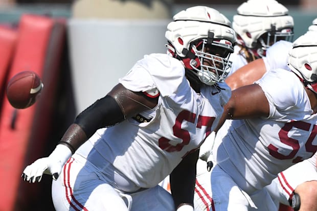 Alabama offensive lineman Elijah Pritchett (57).