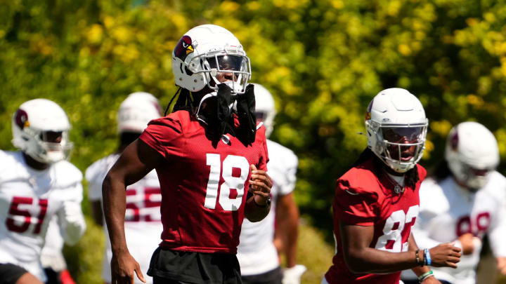 Arizona Cardinals wide receiver Marvin Harrison Jr. (18) during minicamp at Dignity Health Training Center on June 11, 2024.