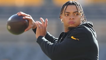Dec 8, 2024; Pittsburgh, Pennsylvania, USA;  Pittsburgh Steelers quarterback Justin Fields (2) warms up before the game against the Cleveland Browns at Acrisure Stadium. Mandatory Credit: Charles LeClaire-Imagn Images