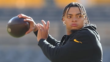 Dec 8, 2024; Pittsburgh, Pennsylvania, USA;  Pittsburgh Steelers quarterback Justin Fields (2) warms up before the game against the Cleveland Browns at Acrisure Stadium. Mandatory Credit: Charles LeClaire-Imagn Images