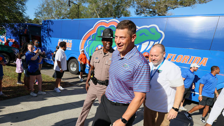 Florida Head Coach Jon Sumrall greats fans as he heads to the locker room during Gator Walk before the Orange and Blue game at Steve Spurrier Field at Ben Hill Griffin Stadium in Gainesville, FL on Saturday, April 11, 2026. [Alan Youngblood/Gainesville Sun]