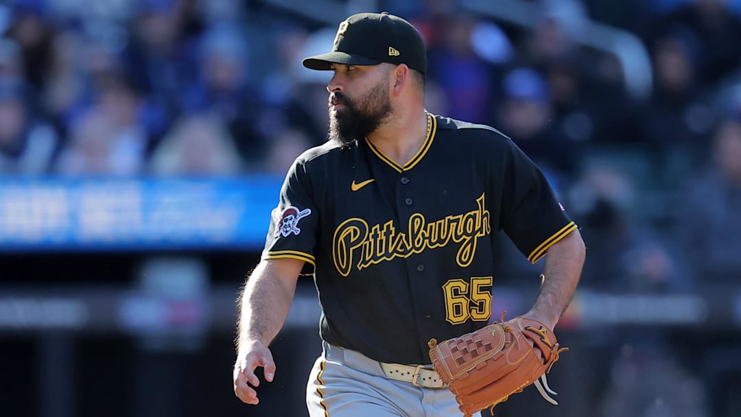 Mar 29, 2026; New York City, New York, USA; Pittsburgh Pirates starting pitcher Jose Urquidy (65) follows through on a pitch against the New York Mets during the tenth inning at Citi Field. Mandatory Credit: Brad Penner-Imagn Images