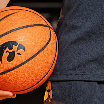 Emely Rodriguez stands for a photo during Iowa Women's Basketball media day at Carver Hawkeye arena in Iowa City, Oct. 14, 2025.