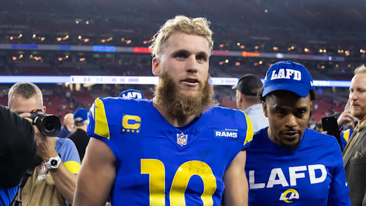 Los Angeles Rams wide receiver Cooper Kupp (10) against the Minnesota Vikings during an NFC wild card game at State Farm Stadium. Los Angeles Rams wide receiver Cooper Kupp (10) against the Minnesota Vikings during an NFC wild card game at State Farm Stadium.
