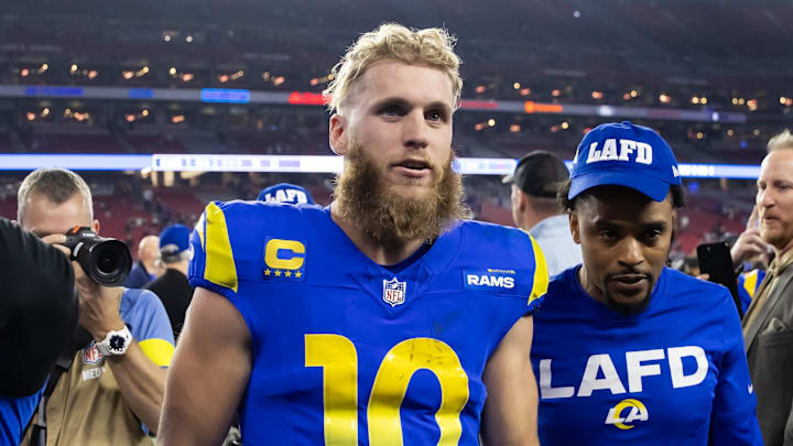 Los Angeles Rams wide receiver Cooper Kupp walks off the field.