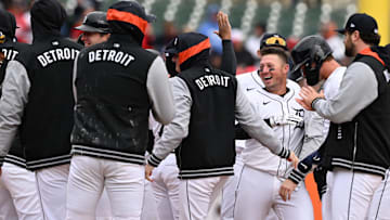 The Detroit Tigers celebrate a 2025 victory.