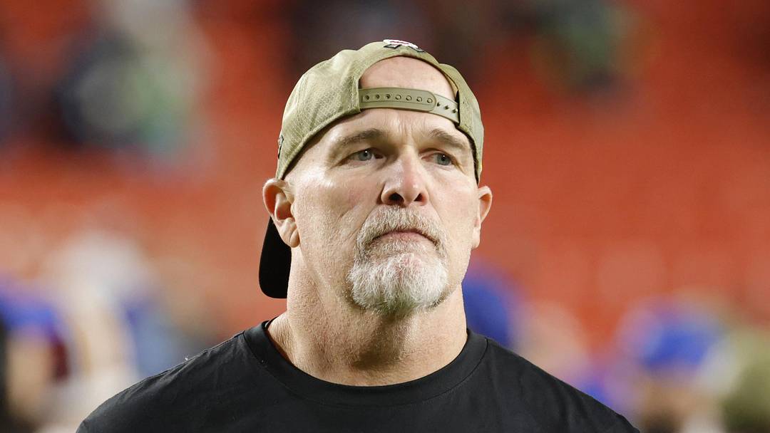 Nov 2, 2025; Landover, Maryland, USA; Washington Commanders head coach Dan Quinn walks off the field after the loss to Seattle Seahawks at Northwest Stadium. Mandatory Credit: Amber Searls-Imagn Images