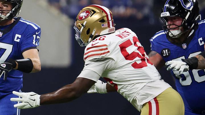 San Francisco 49ers defensive end Keion White (56)