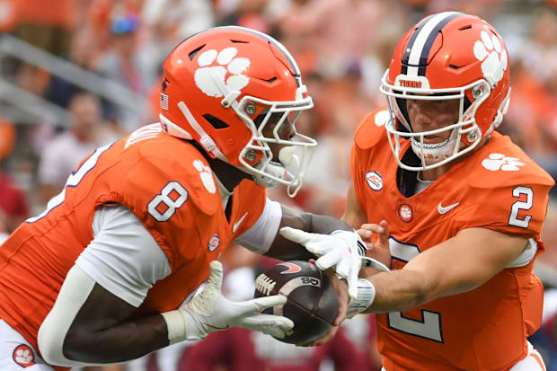 Clemson Tigers quarterback Cade Klubnik praised running back Adam Randall for his versatility.