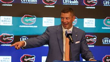 New UF head football coach Jon Sumrall speaks during a press conference at the James W. “Bill” Heavener Football Training Center in Gainesville, FL on Monday, December 1, 2025. [Alan Youngblood/Gainesville Sun]