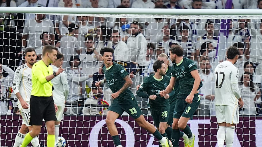 Nico O'Reilly after scoring vs. Real Madrid.