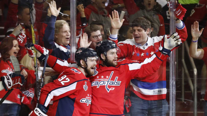 Evgeny Kuznetsov, Tom Wilson, Washington Capitals Mandatory Credit: Geoff Burke-USA TODAY Sports