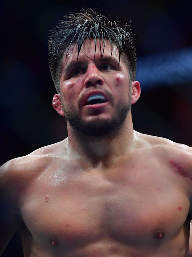 Feb 17, 2024; Anaheim, California, USA; Henry Cejudo reacts during UFC 298 at Honda Center.