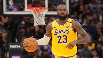 Dec 19, 2024; Sacramento, California, USA; Los Angeles Lakers forward LeBron James (23) dribbles the ball up the court against the Sacramento Kings in the second quarter at the Golden 1 Center. Mandatory Credit: Cary Edmondson-Imagn Images