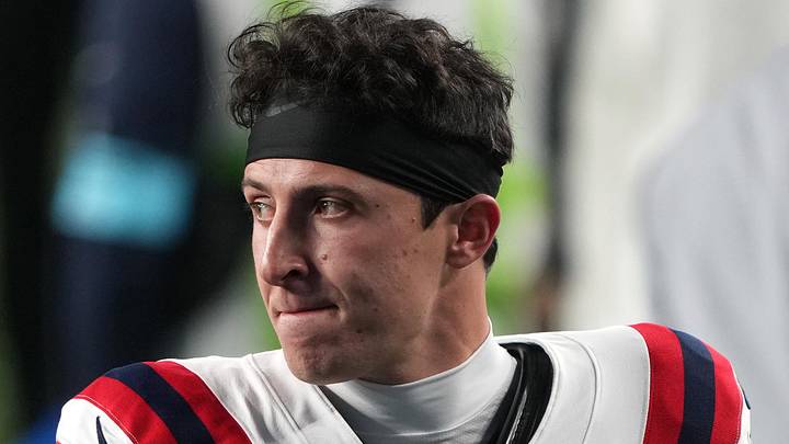 Feb 8, 2026; Santa Clara, CA, USA; New England Patriots quarterback Tommy DeVito (16) after the game against the Seattle Seahawks in Super Bowl LX at Levi's Stadium. Mandatory Credit: Darren Yamashita-Imagn Images