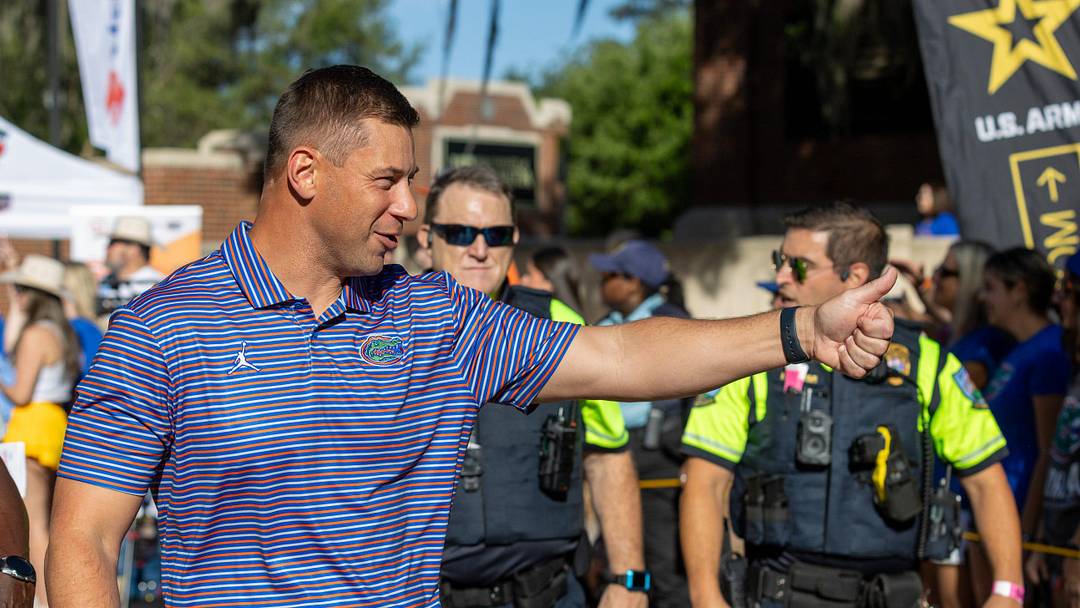 Florida Head Coach Jon Sumrall greats fans as he heads to the locker room during Gator Walk before the Orange and Blue game at Steve Spurrier Field at Ben Hill Griffin Stadium in Gainesville, FL on Saturday, April 11, 2026. [Alan Youngblood/Gainesville Sun]