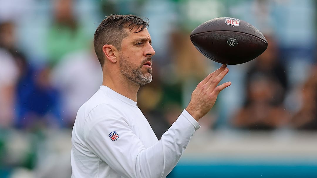 Aaron Rodgers ahead of an NFL matchup between the New York Jets and Jacksonville Jaguars