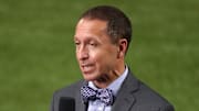 Oct 6, 2020; Arlington, Texas, USA; Fox reporter Ken Rosenthal before the game between the Los Angeles Dodgers and San Diego Padres in game one of the 2020 NLDS at Globe Life Field. 