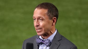 Oct 6, 2020; Arlington, Texas, USA; Fox reporter Ken Rosenthal before the game between the Los Angeles Dodgers and San Diego Padres in game one of the 2020 NLDS at Globe Life Field. 