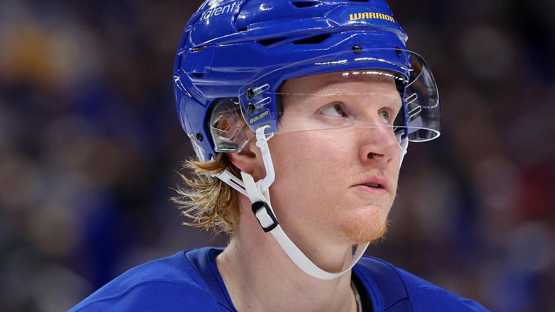 May 18, 2026; Buffalo, New York, USA; Buffalo Sabres defenseman Rasmus Dahlin (26) during a stoppage in play against the Montréal Canadiens in game seven of the second round of the 2026 Stanley Cup Playoffs at KeyBank Center. Mandatory Credit: Timothy T. Ludwig-Imagn Images