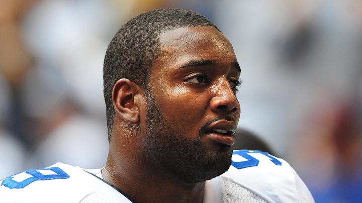 Dallas Cowboys defensive end Chris Canty in 2008 against the Seattle Seahawks; Mark J. Rebilas-USA TODAY Sports