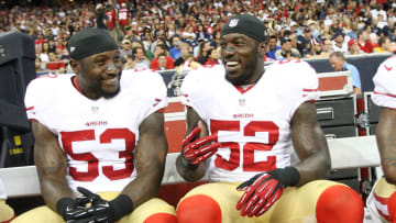 San Francisco 49ers linebackers NaVorro Bowman (L) and Patrick Willis (R)