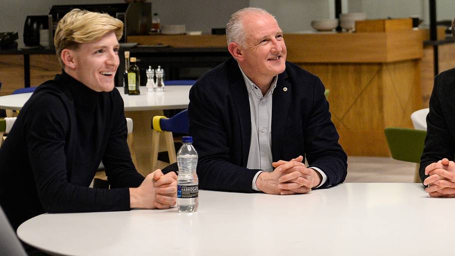 Anthony Gordon sits in the dining room with Head of Recruitment Steve Nickson.